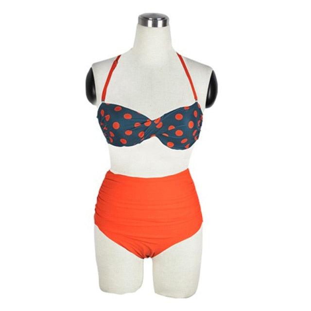Cutest Retro Swimsuit Swimwear Vintage High Waist Swimsuit For Women Halter 2 Piece Bathing Suit Ruffle Bikini Set Tummy Control Vintage Pin Up High Waist Bikini Set For Women Swimming Bathing Suit S/M/L/XL