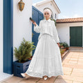 Cutwork Lace Blouse & Tiered Maxi Skirt Set (MS375)