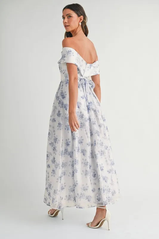 Floral Printed Off Shoulder Maxi Dress – Chic Off Shoulder Maxi Dress, Vibrant Floral Print, Beach Vacation Dress, Casual Summer Maxi Dress