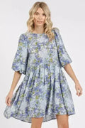 Floral Linen Babydoll Mini Dress - Breathable & Romantic | Femstylo