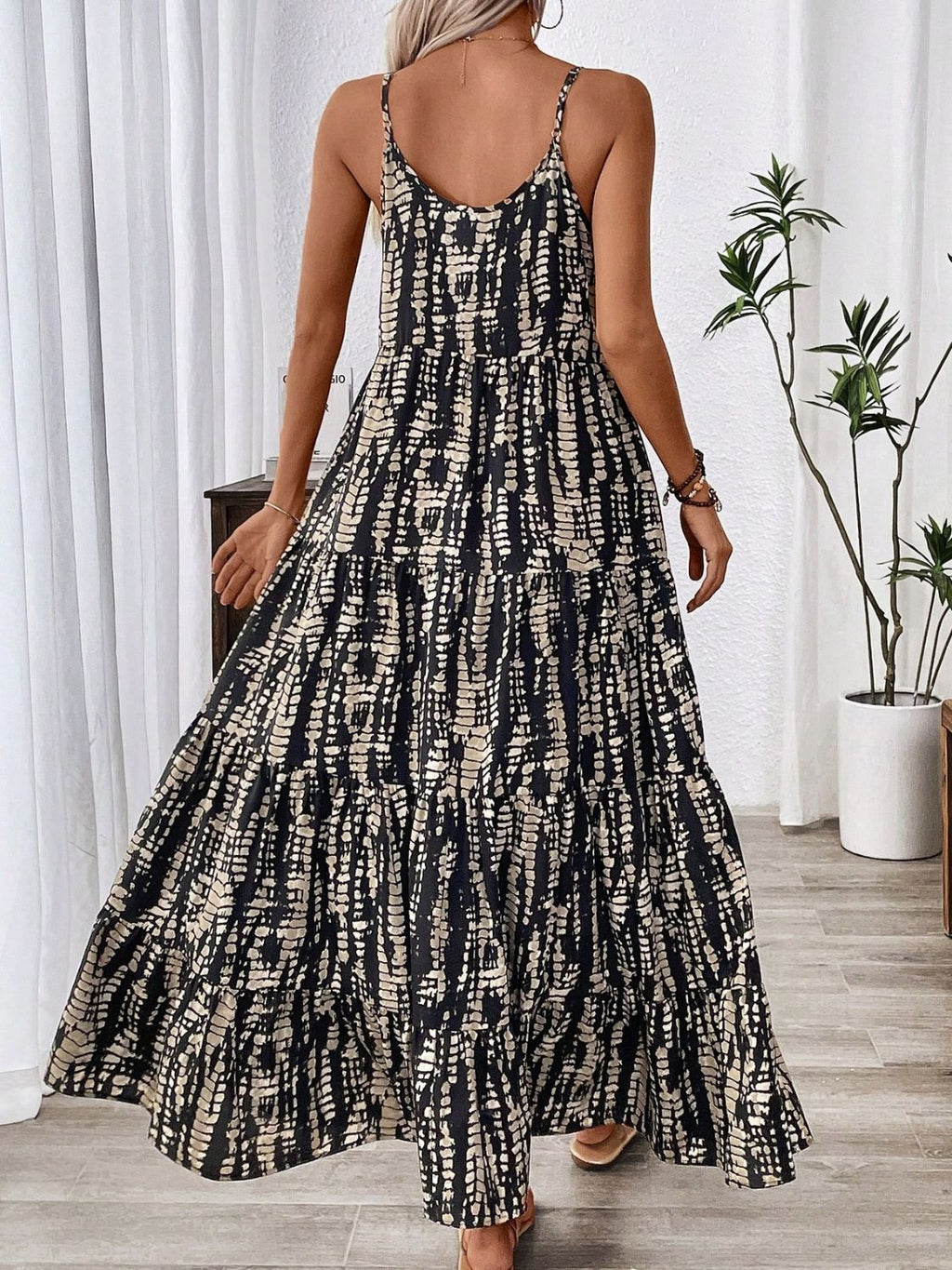 Elegant Black Printed Maxi Dress Chic Charming Long Dress For Women
