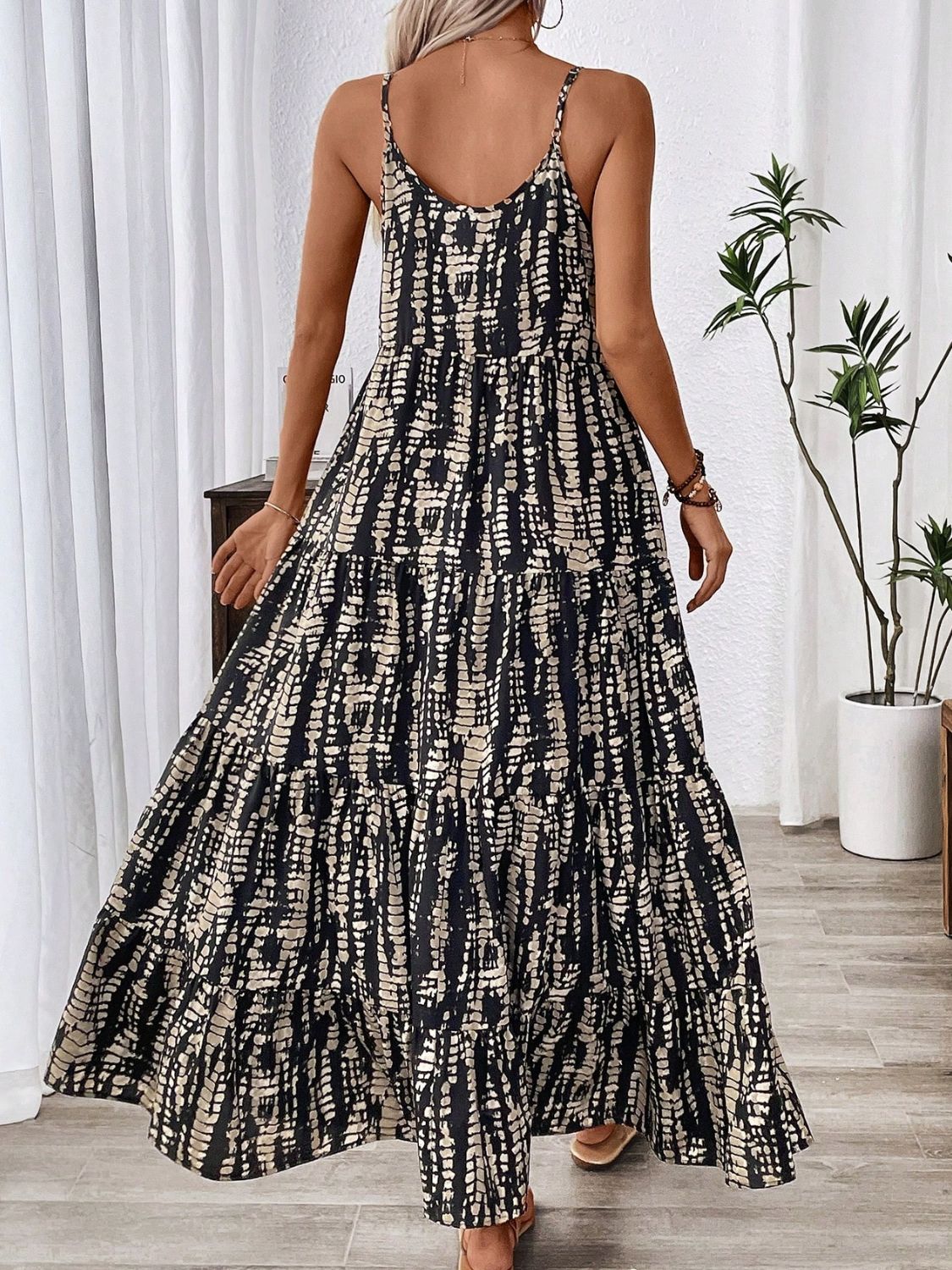 Elegant Black Printed Maxi Dress Chic Charming Long Dress For Women