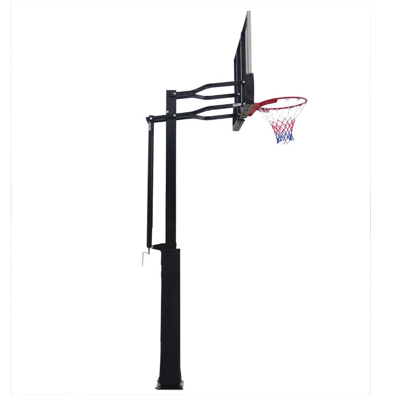 Outdoor Buried Hand-operated Height Adjustable Basketball Stand for Backyard Play