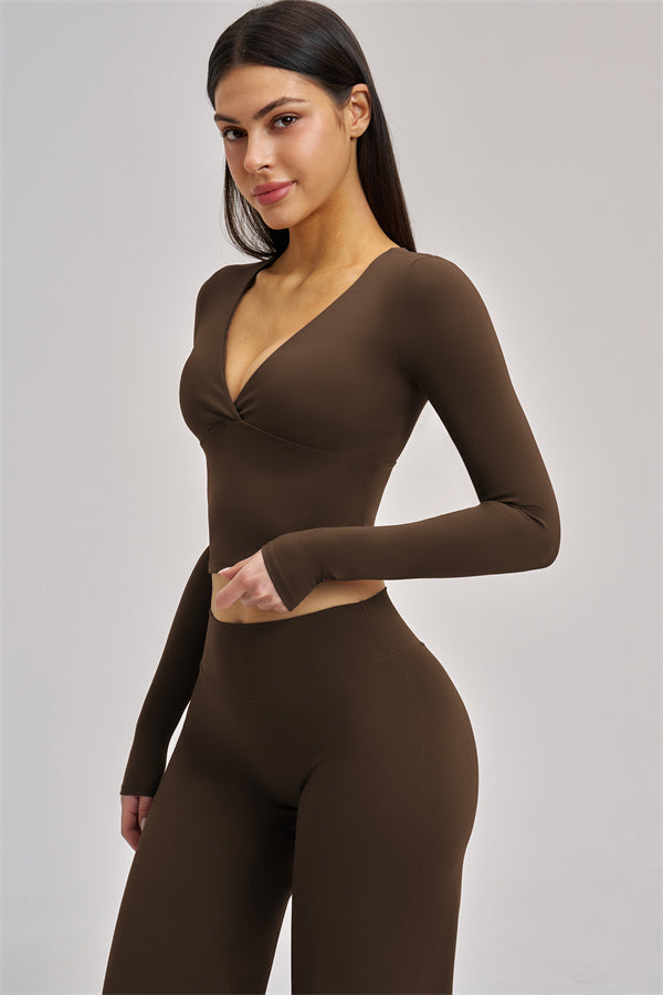 The Swoon Long Sleeve Crop top Flared Leggings 2-Piece Set