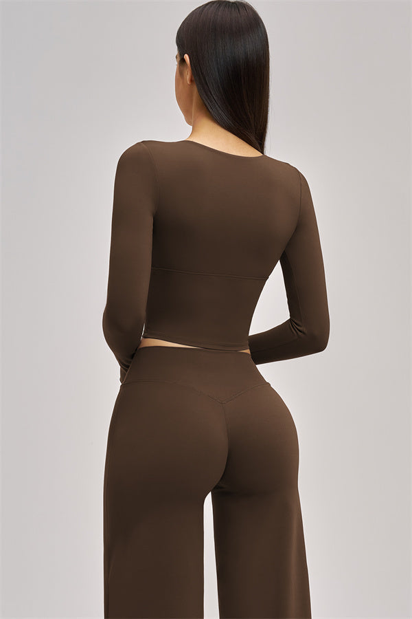 The Swoon Long Sleeve Crop top Flared Leggings 2-Piece Set