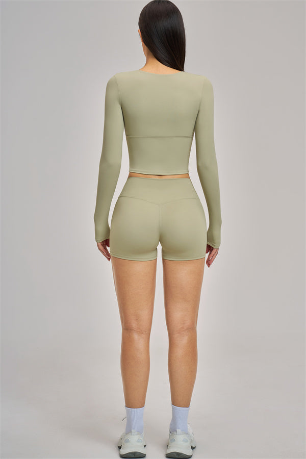 The Swoon Long Sleeve Crop top Shorts 2-Piece Set