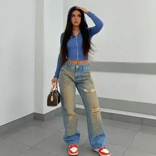 UrbanEase™ – Loose High Waist Street Jeans