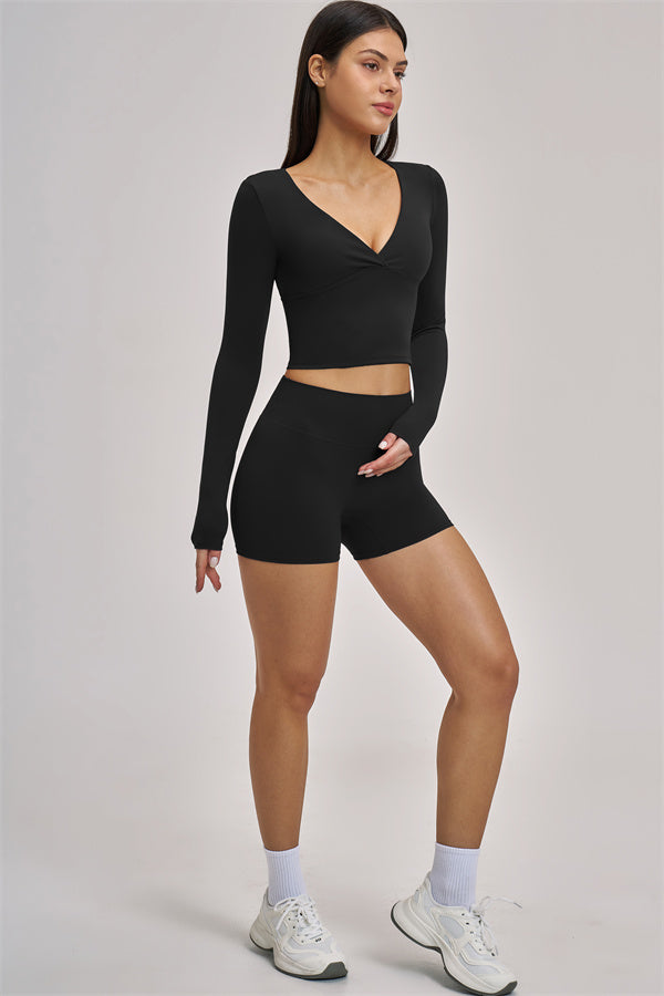 The Swoon Long Sleeve Crop top Shorts 2-Piece Set