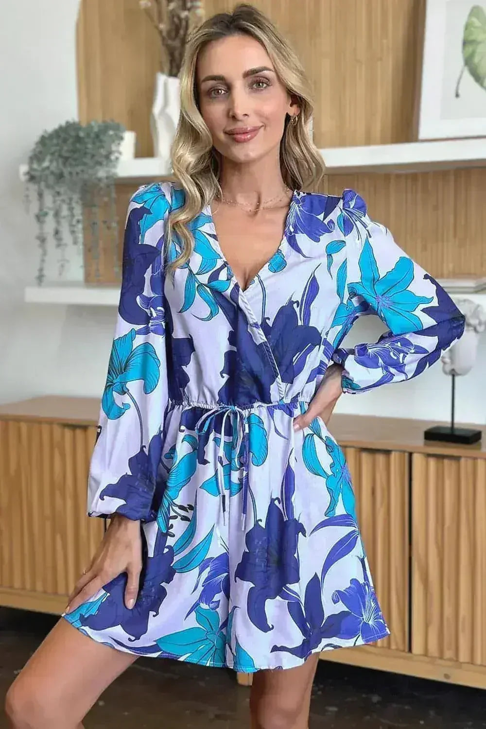 Floral Long Sleeve Romper with Pockets - S-3XL | Femstylo