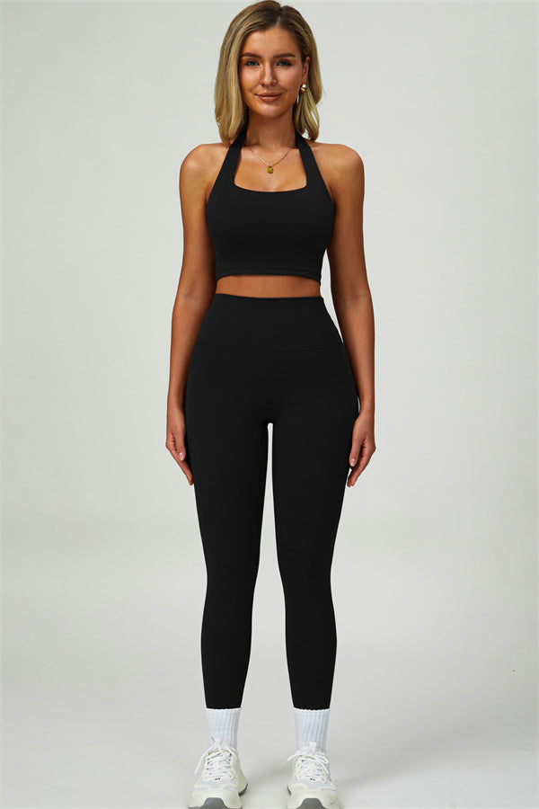 The Seraphine Halter Crop Top Leggings 2-Piece Set