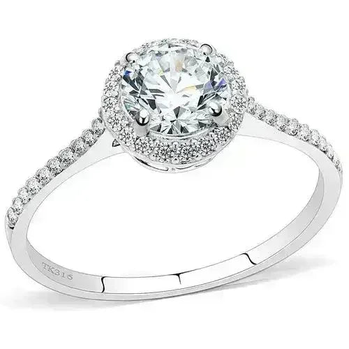 DA022 – High Polished Stainless Steel Ring with AAA CZ Ston