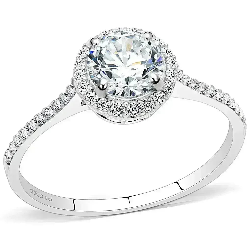 DA022 – High Polished Stainless Steel Ring with AAA CZ Ston