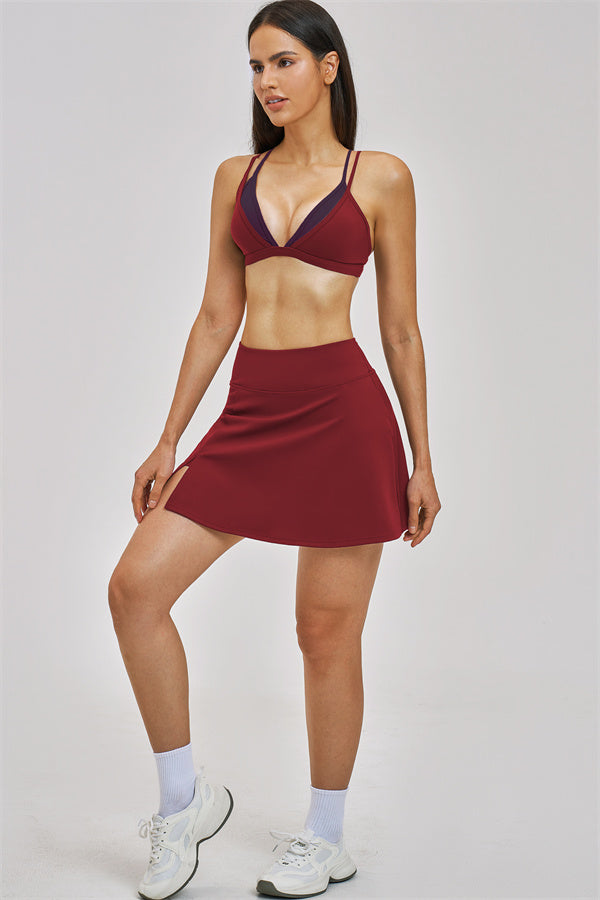 The Seraphine Layered V Sports Bra Skirt 2-Piece Set
