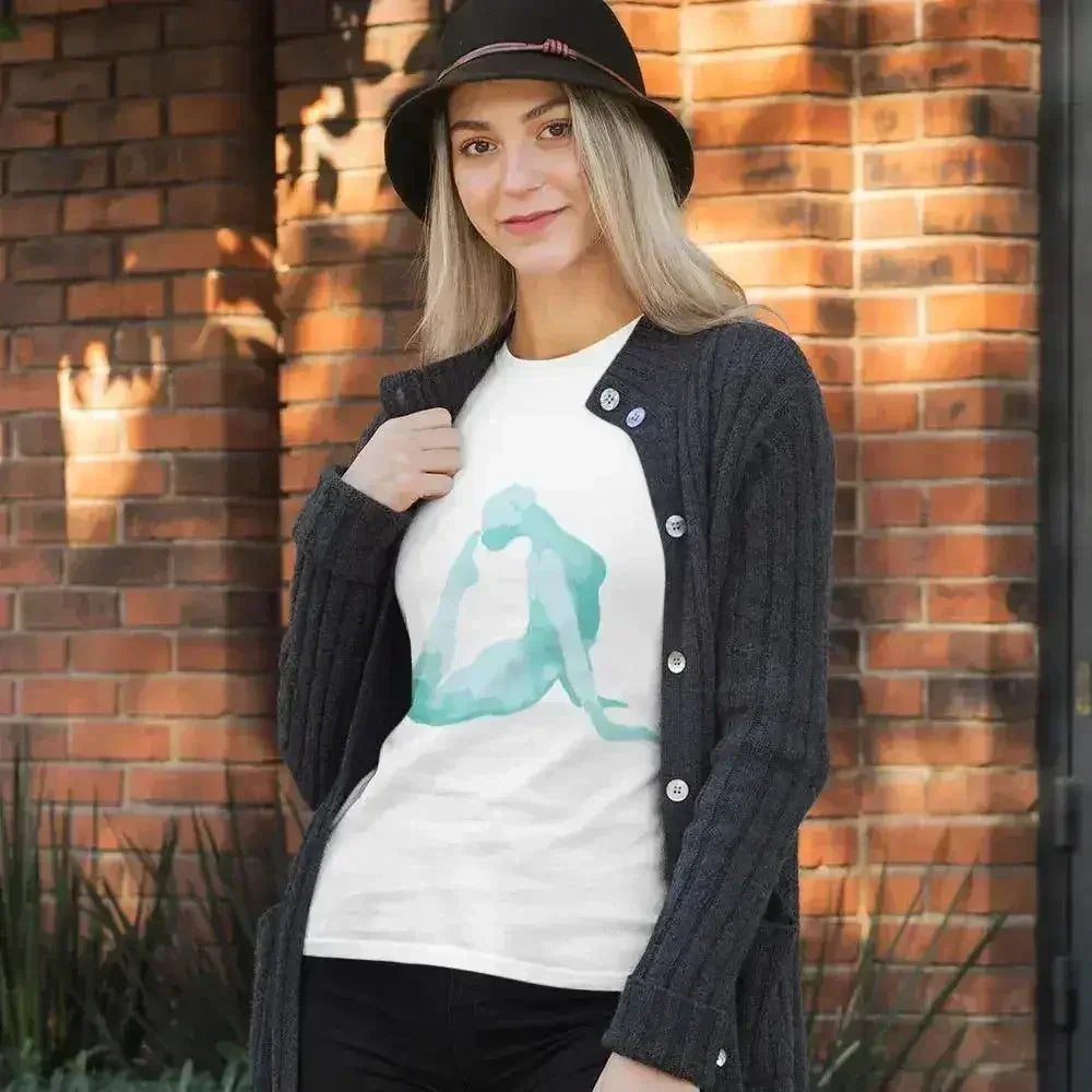 Yoga Backward Bend Print Jersey Short Sleeve Tee