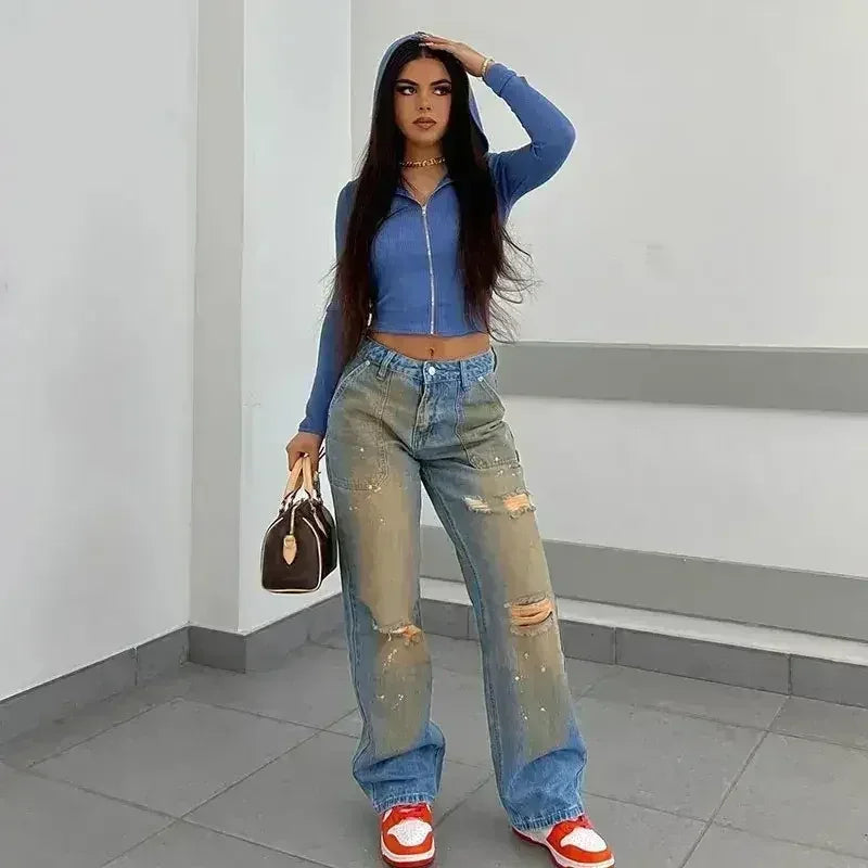 UrbanEase™ – Loose High Waist Street Jeans