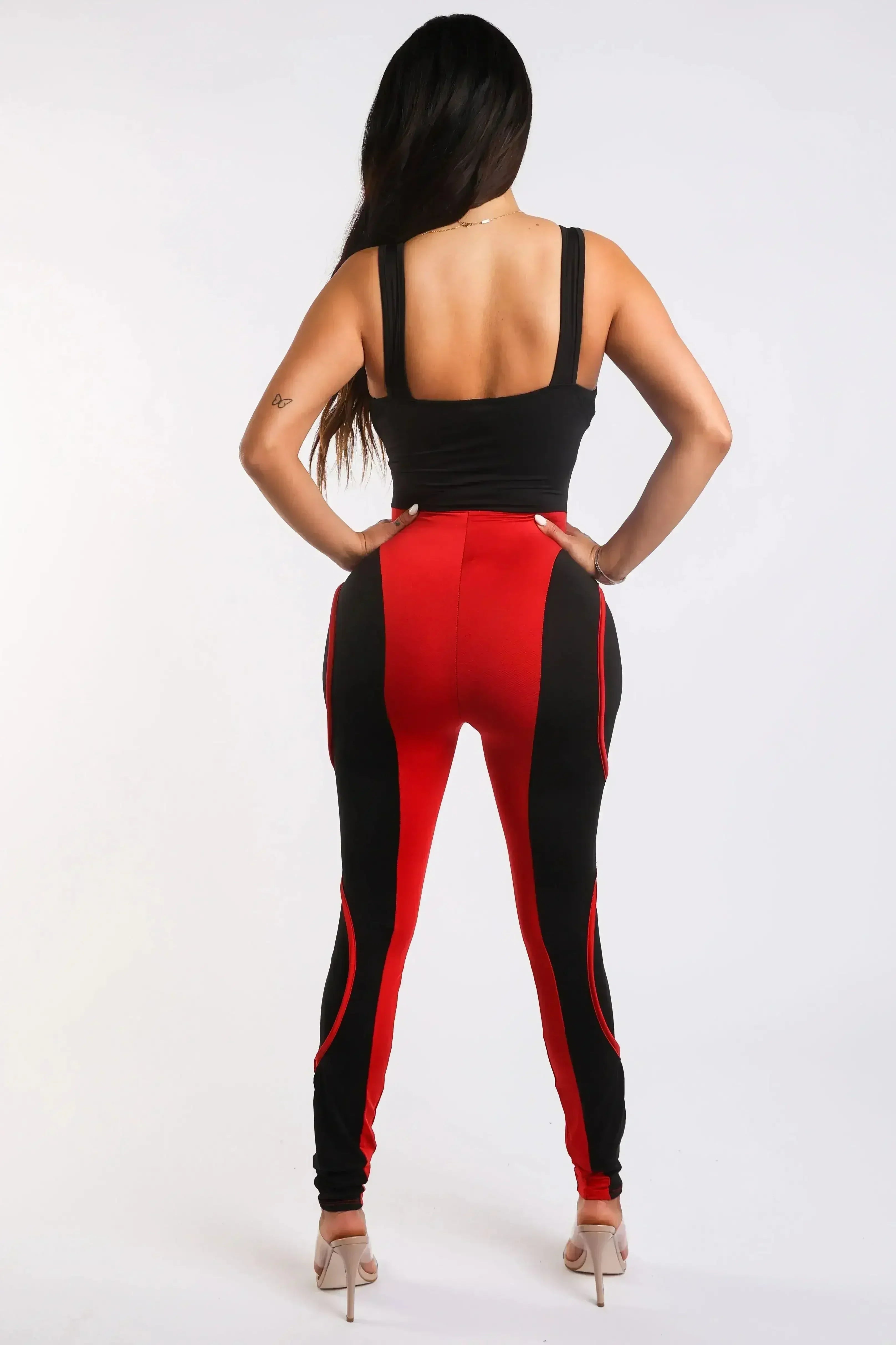 Colorblock Jumpsuit With Binding Detail Square Neck Sleeveless
