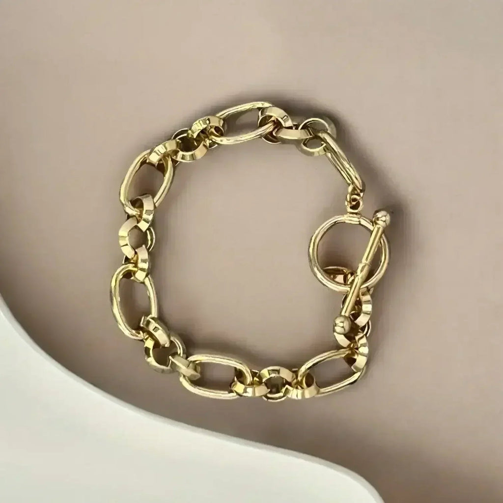 Chunky Cable Chain Link Hypoallergenic Toggle Clasp Fashion Bracelet
