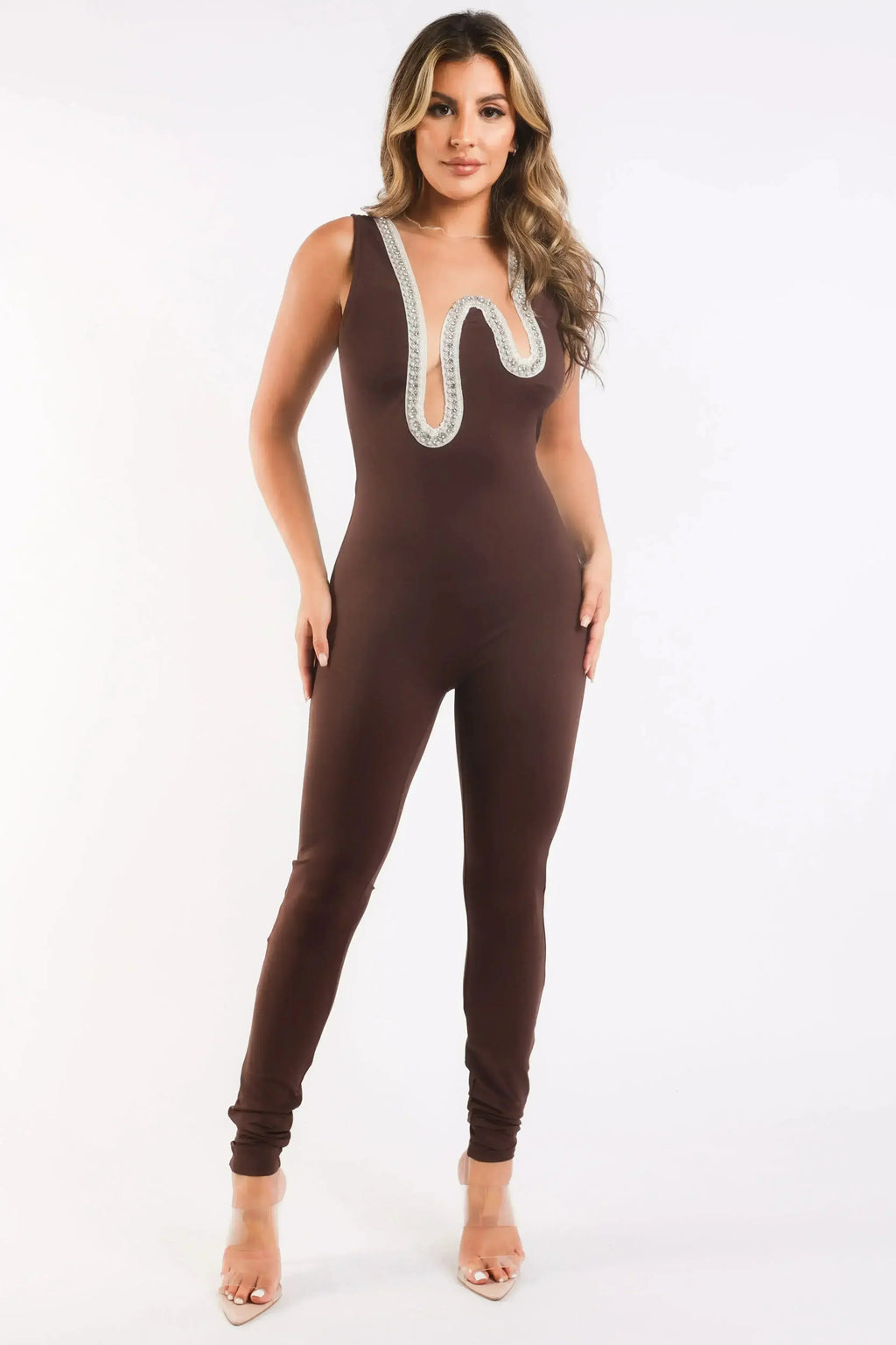 Glam Up Your Wardrobe with this Sexy Embellished Bodycon Jumpsuit
