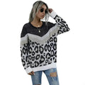 Leopard Print Sweater – Gray Acrylic Knit | Sizes S-L