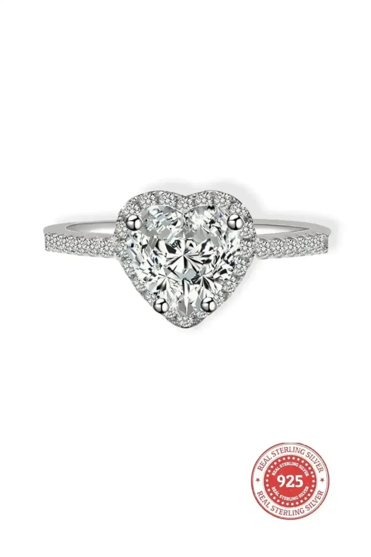 925 Silver Halo Heart Ring – Timeless Sparkle & Swedish | Femstylo