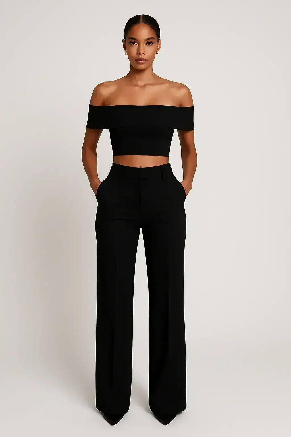 FlexiChic™ – Wide Leg Pants & Crop Top Two-Piece Set