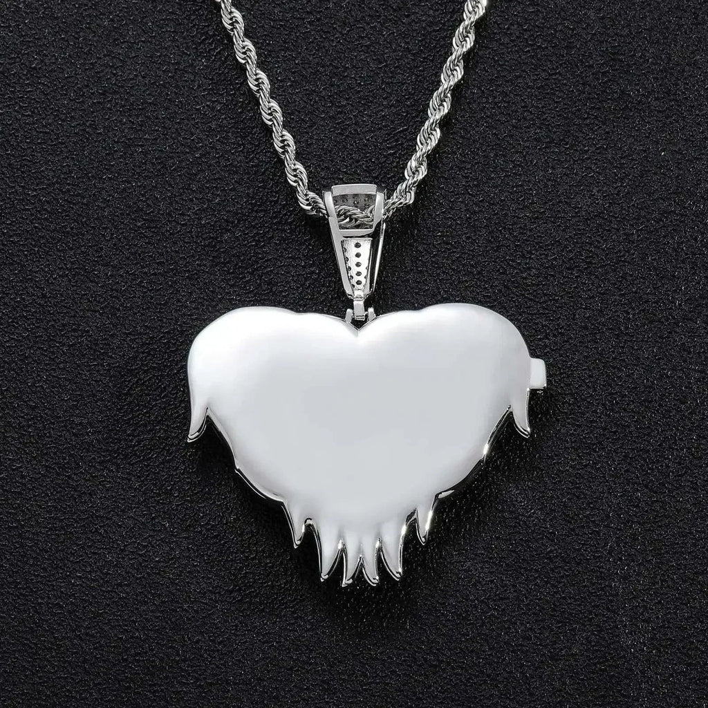 LoveShell™ – Custom Clamshell Heart Photo Pendant | Iced Out Zircon