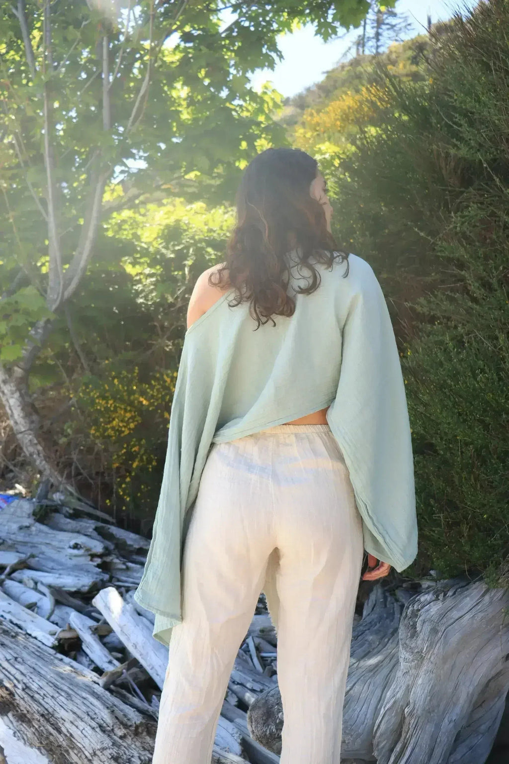 Organic Cotton Long Sleeve Crop Top - Sustainable & Handmade