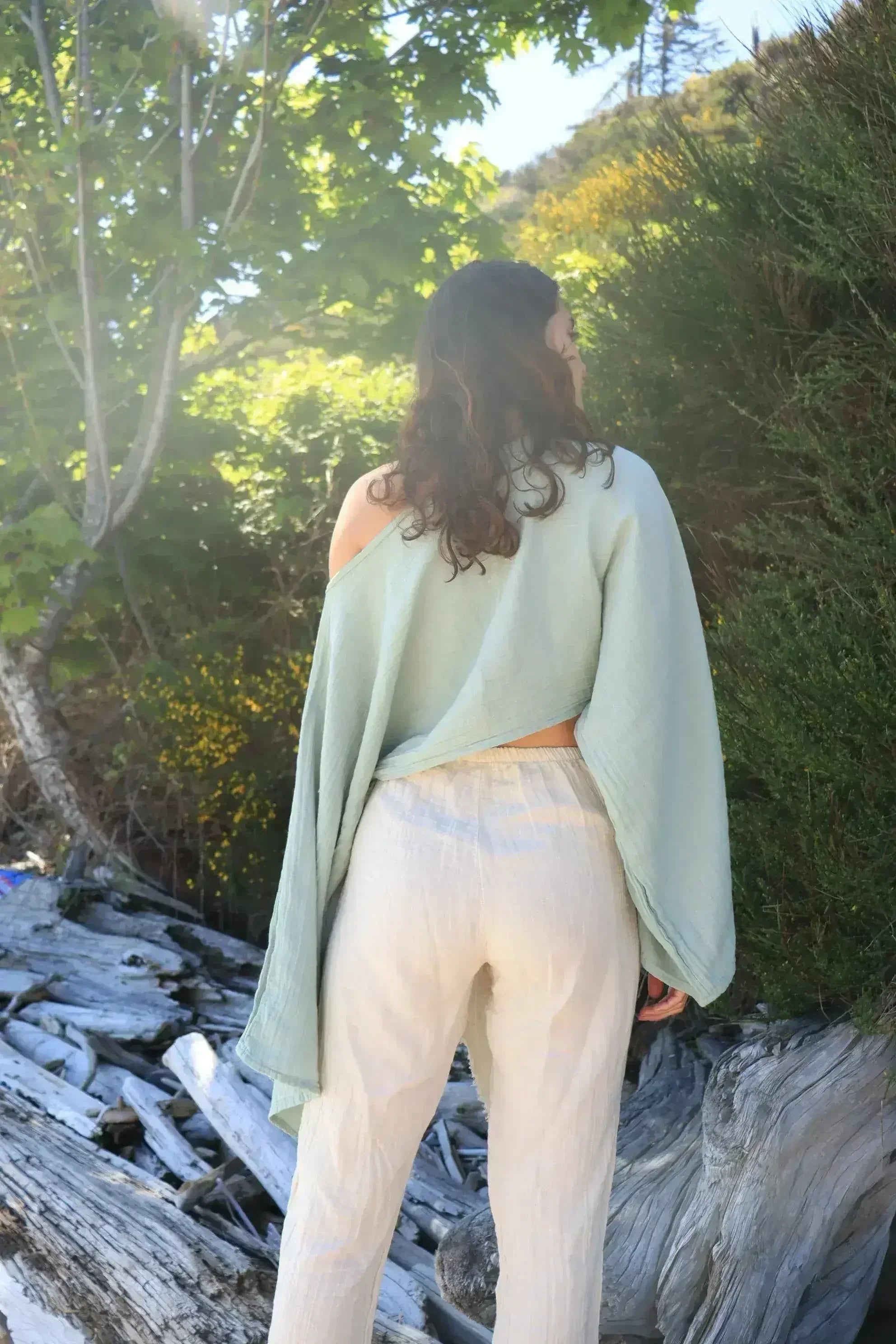 Organic Cotton Long Sleeve Crop Top - Sustainable & Handmade