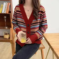 Striped Button Cardigan - Polyester Regular Fit | Femstylo