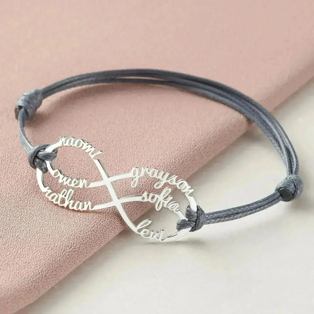 Custom Name Infinity Bracelet | Sterling Silver Mom Jewelry