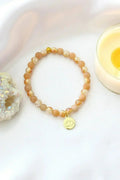 Sunstone Elastic Bracelet | 24K Lotus Flower Charm