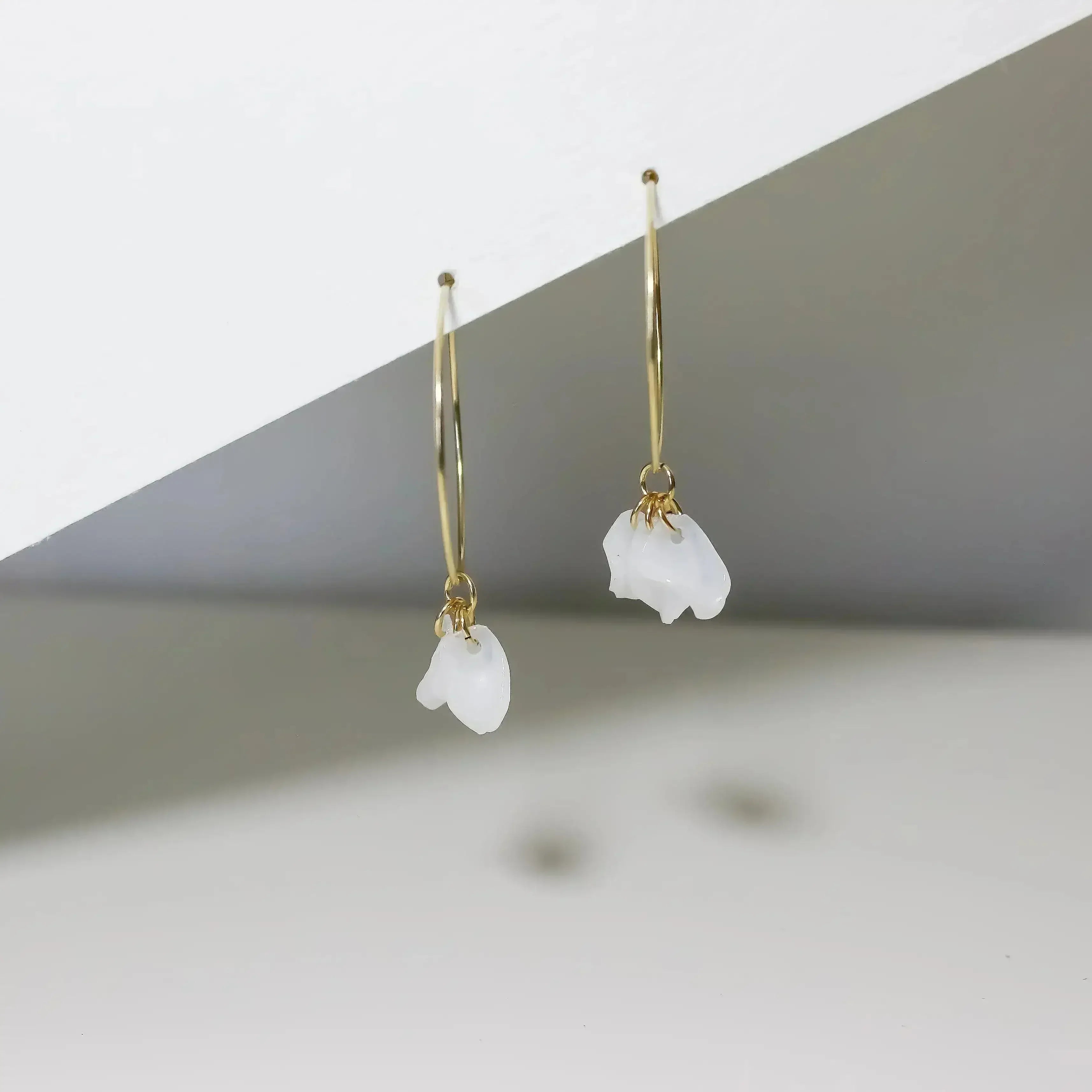 Emma Sustainable White Hoops | Recycled Gold Filled Earrings -femstylo