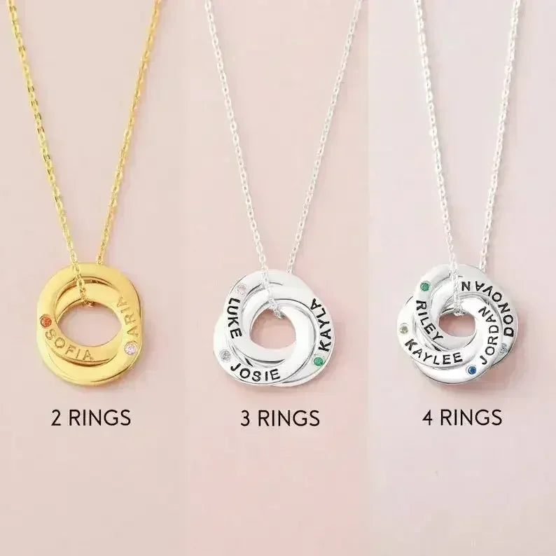 Mom Necklace With Kids Names Birthstones, Children Birthstone Jewelry