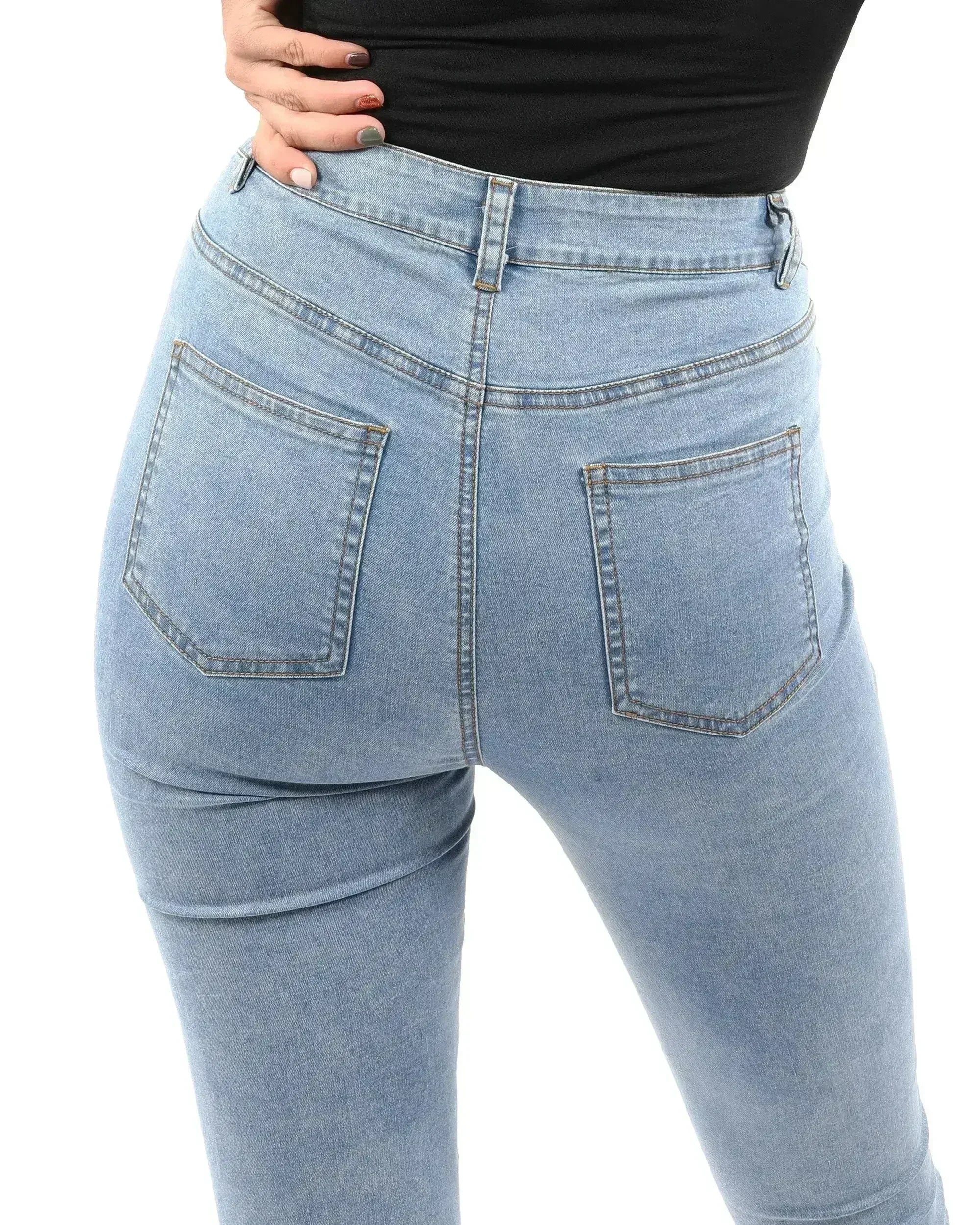 Dabney Skinny Crop Jeans - Distressed Denim | Femstylo