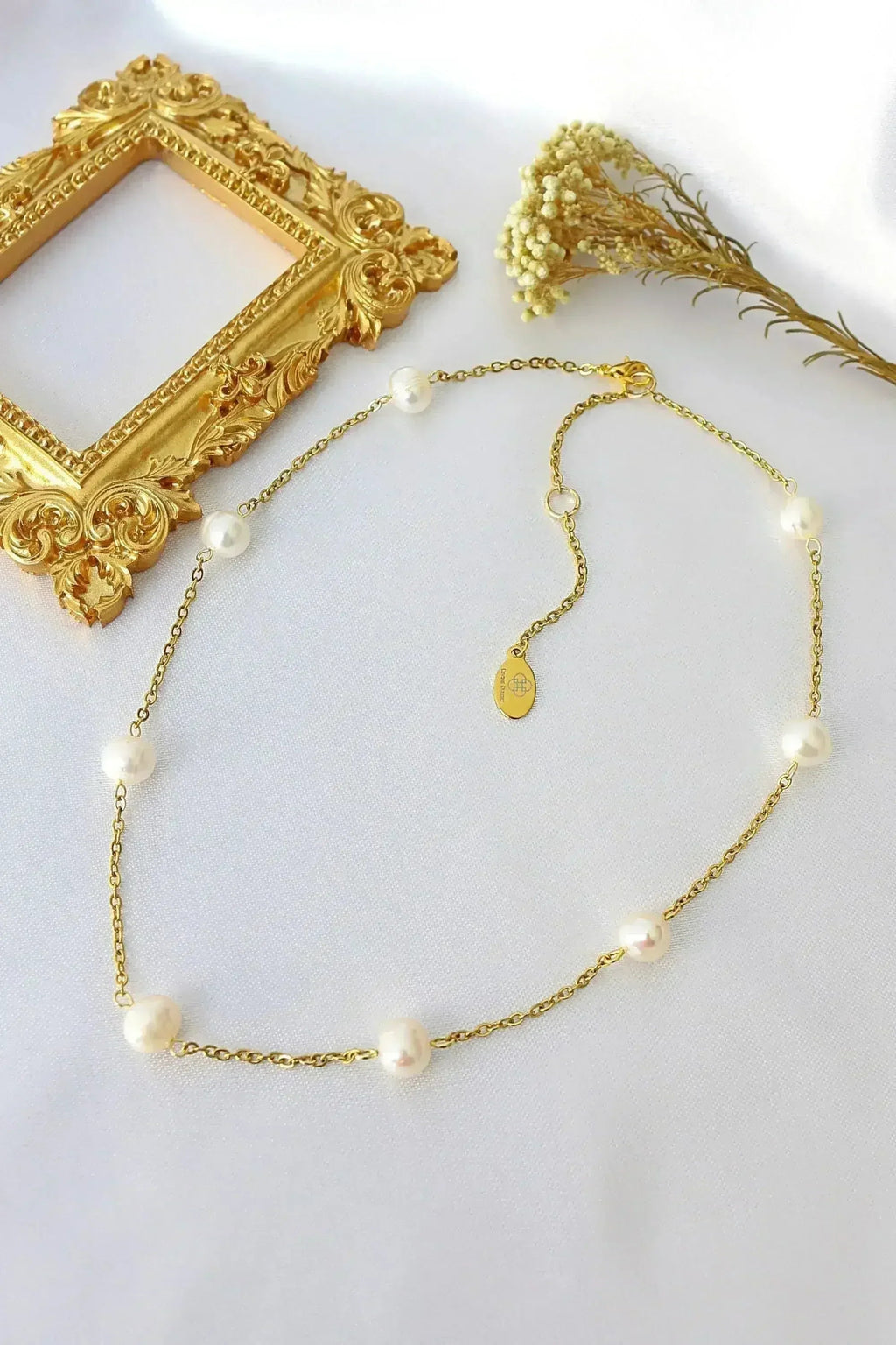 Baroque Pearl Choker - 24K Gold & Rose/Cream Pearls | Femstylo