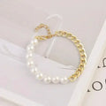 Pearl & Chain Bracelet – Gold Plated Half Beaded Jewelry