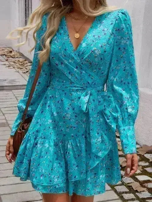 Devine Ruffled Long Sleeve Mini Dress – Femstylo