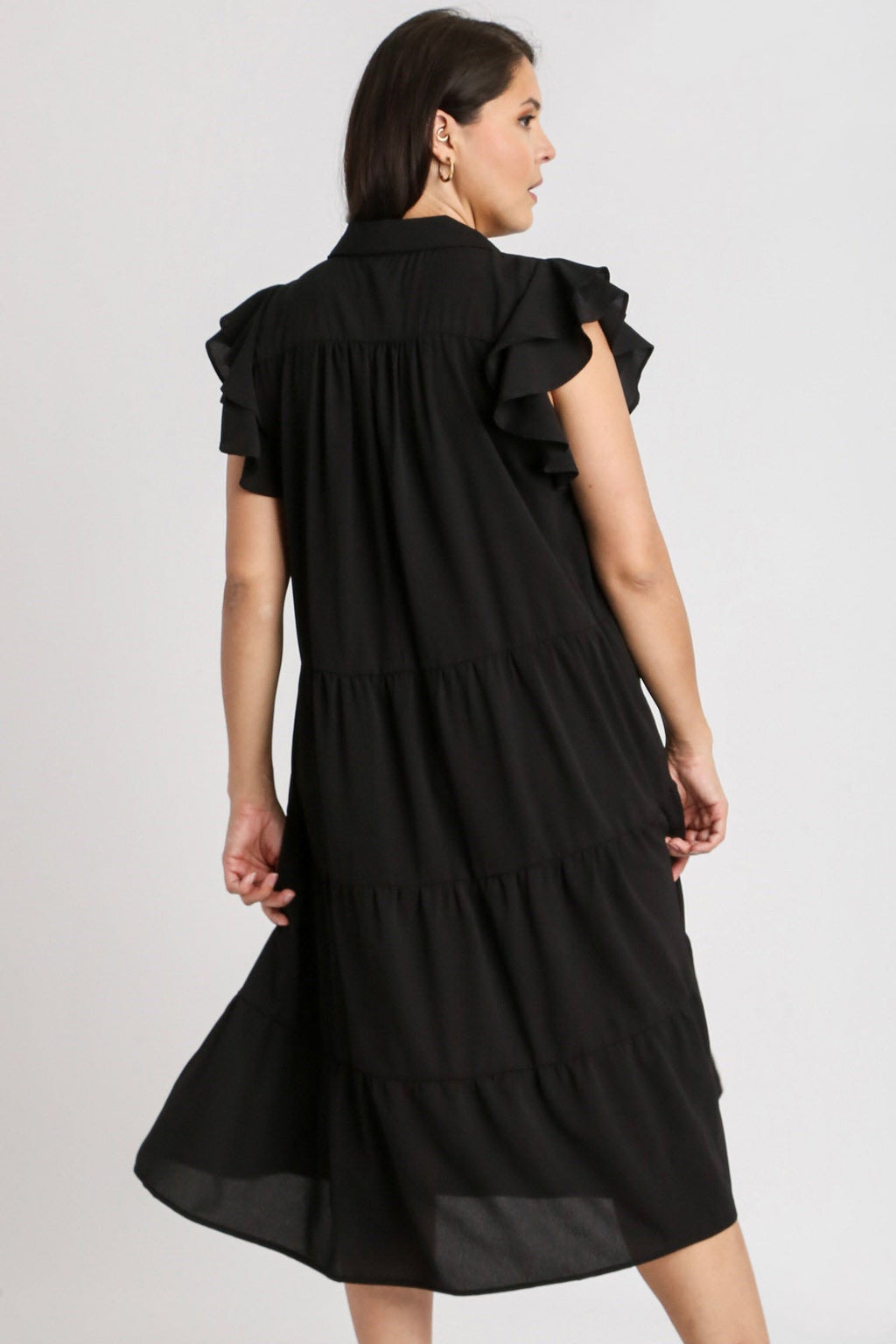 Black Full Size Ruffle Cap Sleeve Dress Plus Size Elegance Women Luxury Dress