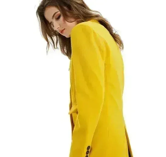 Sequined Blazer Yellow Jacket - Sparkling Office Coat | Femstylo