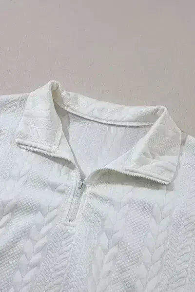 Textured Quarter Zip Long Sleeve Sweatshirt