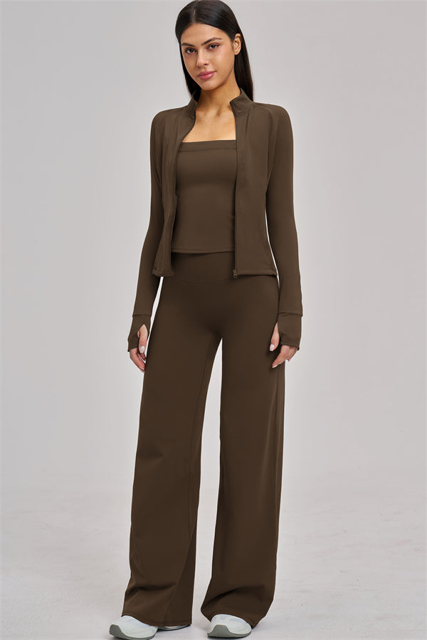 The Swoon Jacket Tank Top Flared Leggings 3-Piece Set