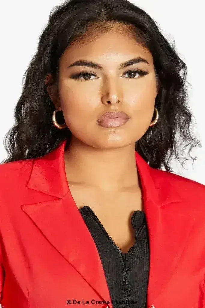 De La Creme Womens Collared Formal Longline Blazer
