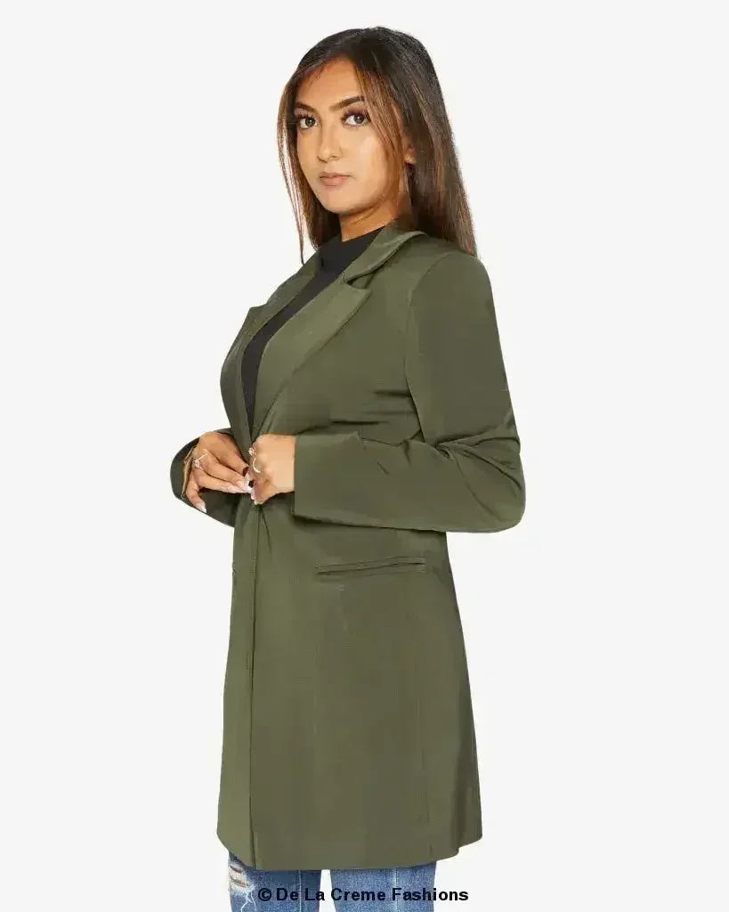 De La Creme Womens Collared Formal Longline Blazer