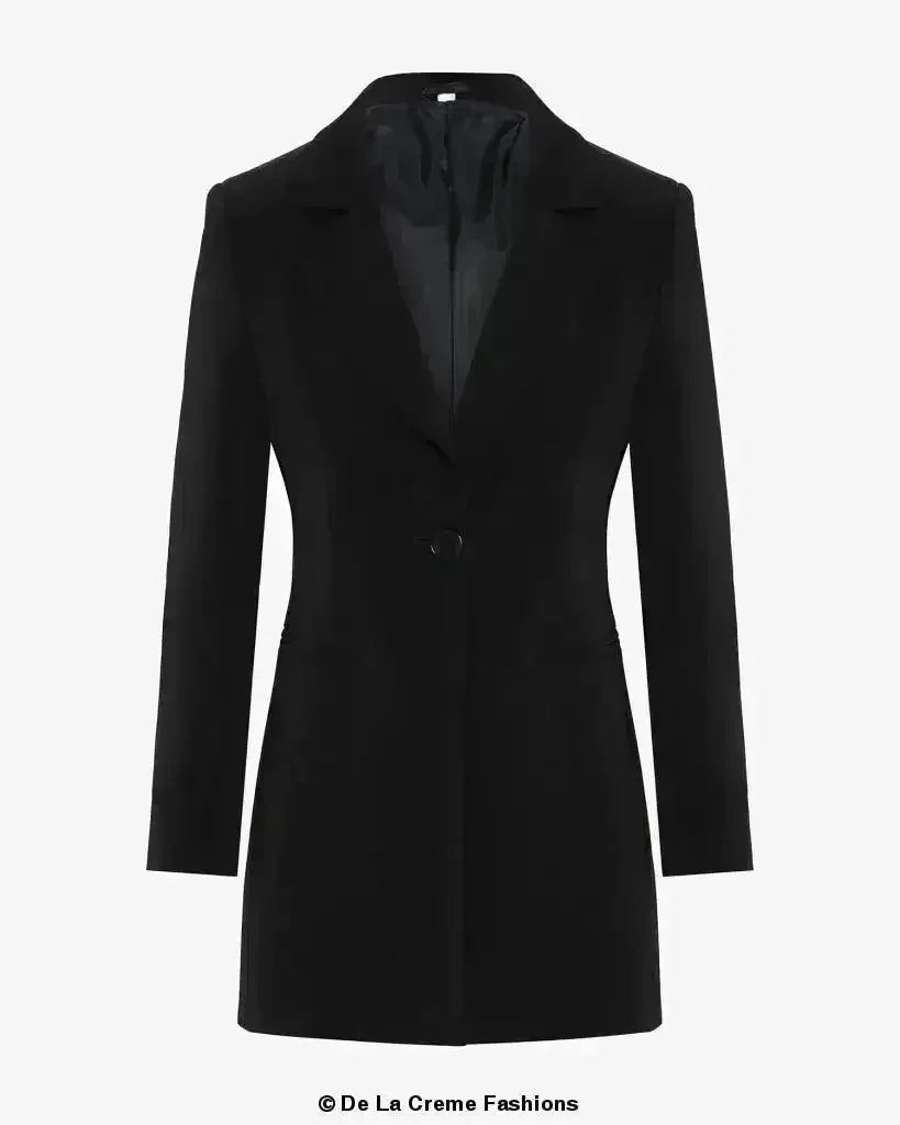 De La Creme Womens Collared Formal Longline Blazer