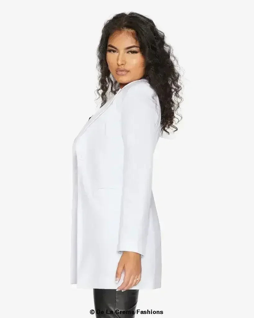 De La Creme Womens Collared Formal Longline Blazer
