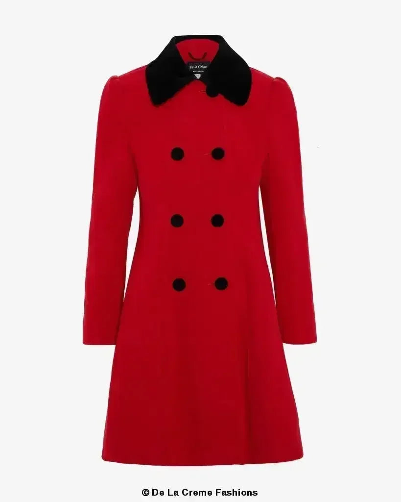Velvet Trim Skater Coat - Royal Inspired | Femstylo