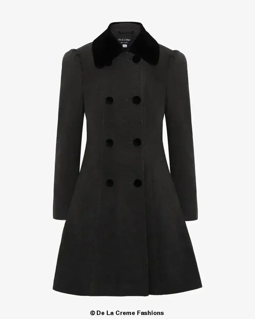 Velvet Trim Skater Coat - Royal Inspired | Femstylo