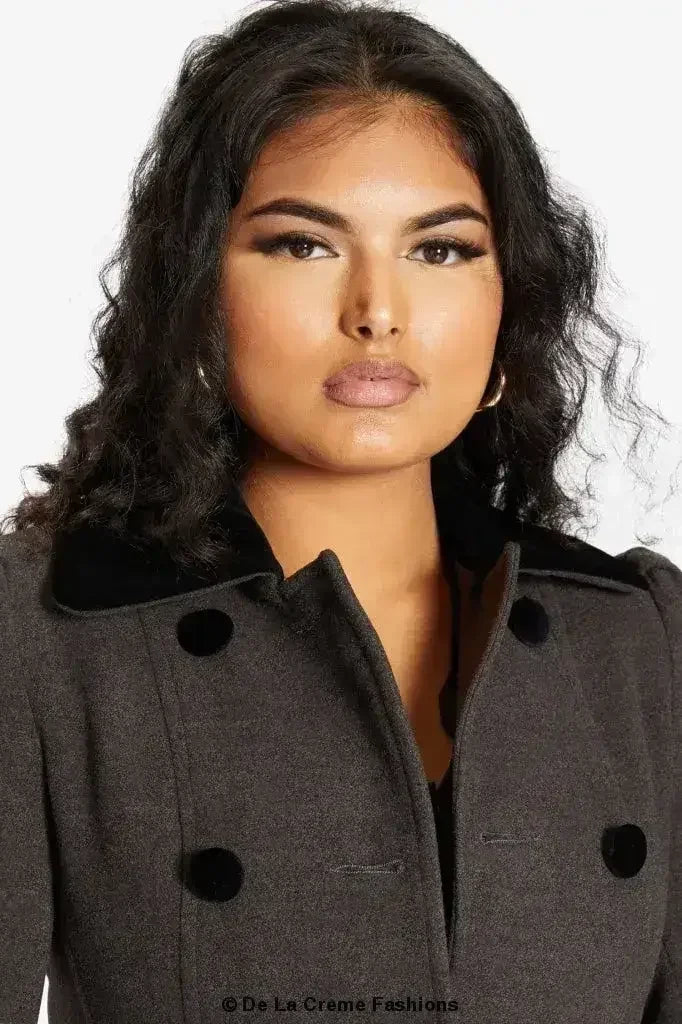 Velvet Trim Skater Coat - Royal Inspired | Femstylo