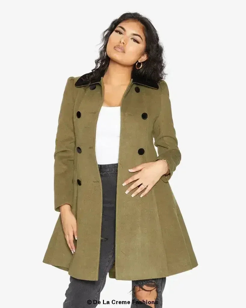 Velvet Trim Skater Coat - Royal Inspired | Femstylo