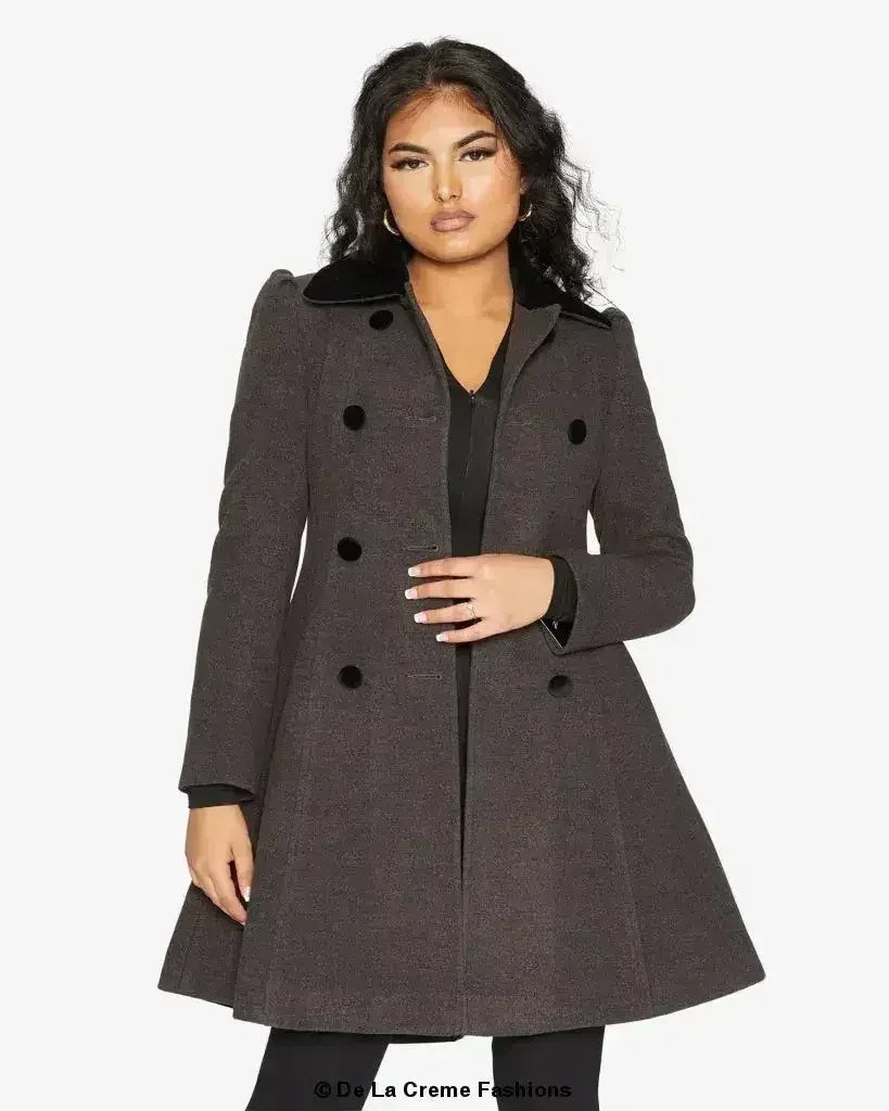 Velvet Trim Skater Coat - Royal Inspired | Femstylo